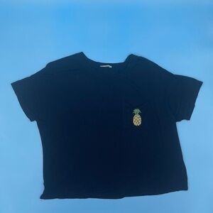 Ginger G Embroidered Pineapple Black T-Shirt